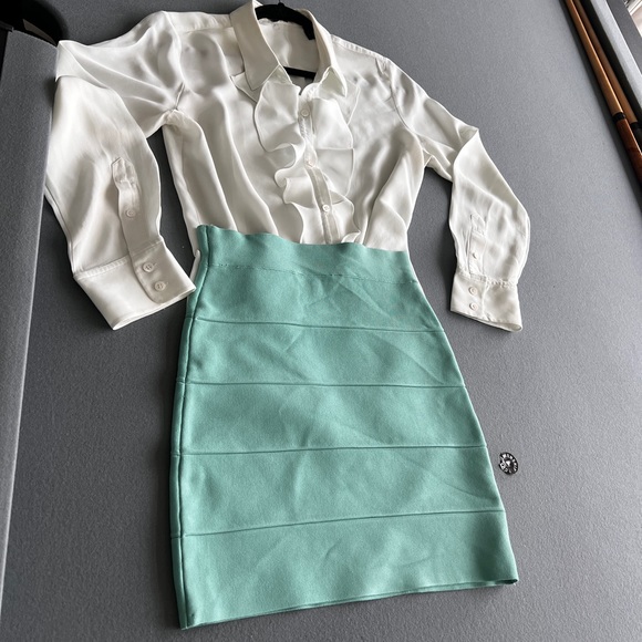 Theory Silk Ruffle-Front Collared Shirt - Picture 3 of 7